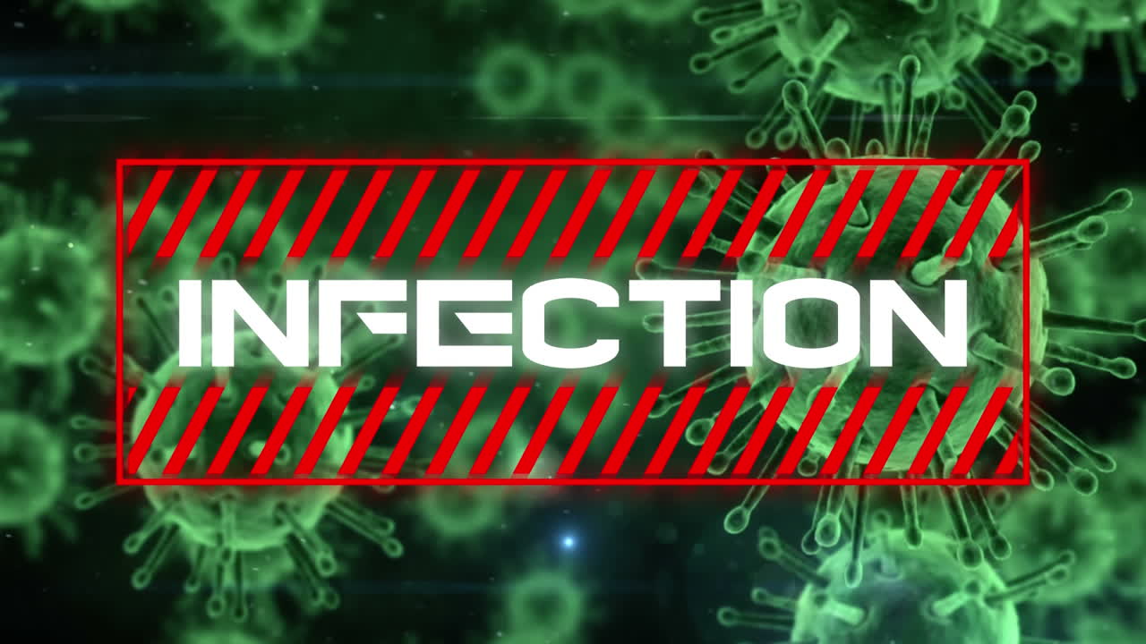 texto de infección contra las células covid-19 que se mueven