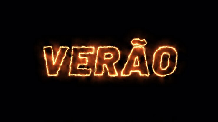 Text, animation and fire effect with the word verano in Portuguese.
