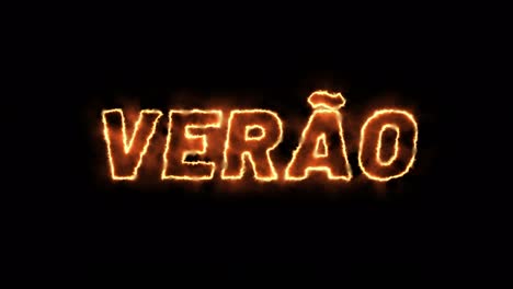 text, animation and fire effect with the word verano in portuguese.