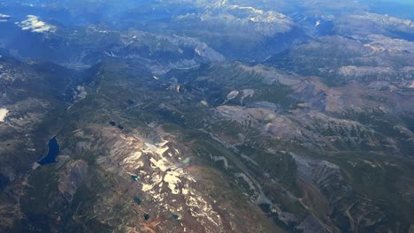 Mountainous-area-of-French-Alps-mountains-seen-from-flying-airplane