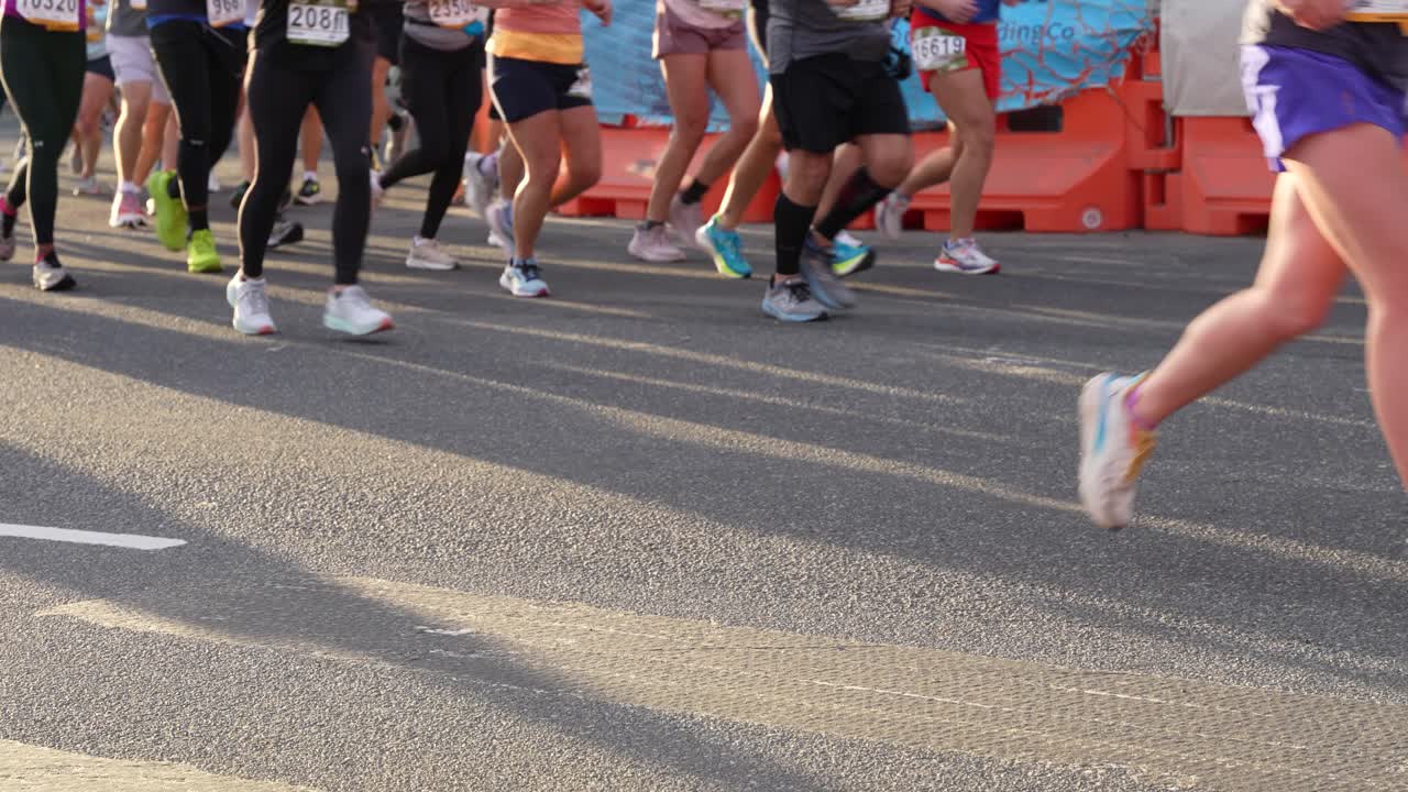 Marathon Runners on City Street
