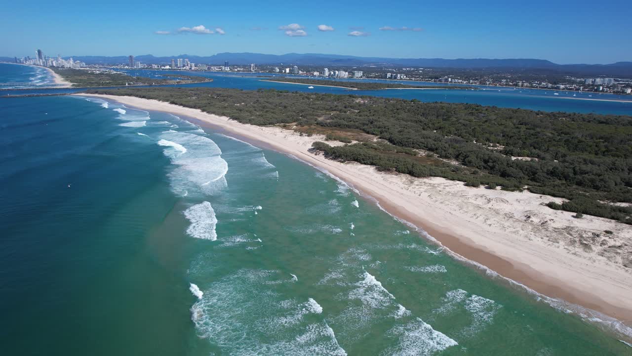 South Stradbroke Island - The Spit - Southport - Gold Coast - QLD - Queensland - Australia - Flying Forwards - Aerial Shot