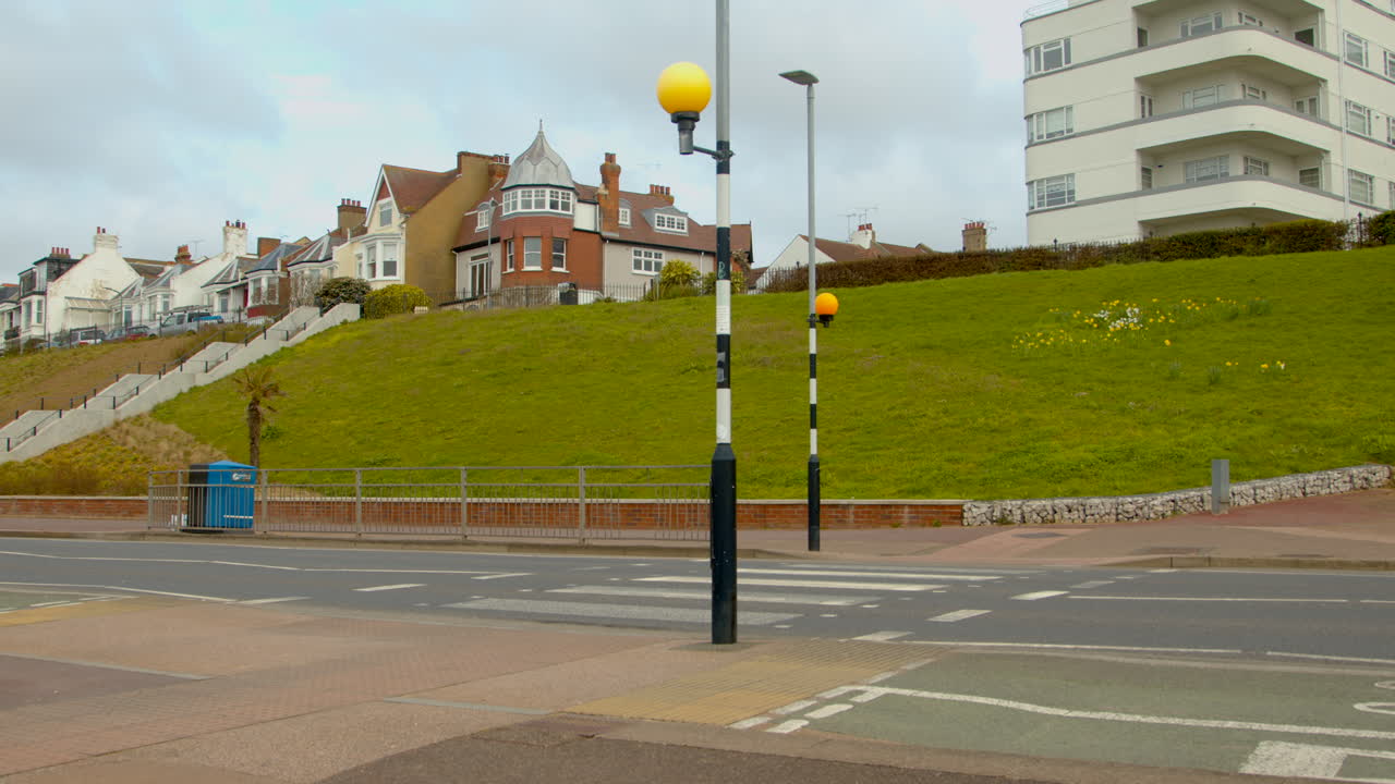 Wide of Zebra Crossing Light Flashing