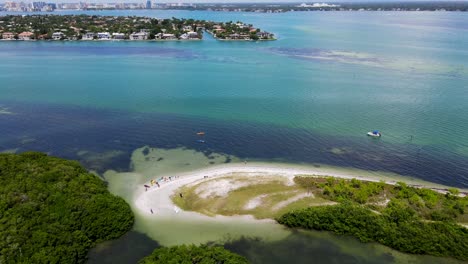 florida keys, two kayaks from dolly camera move, aerial footage