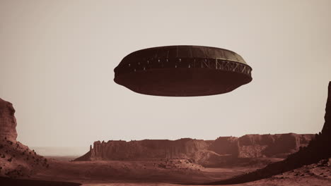 ufo over martian landscape