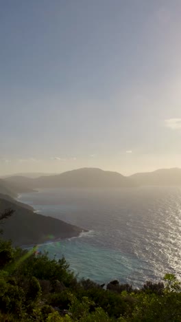 coastal mountain view at sunset