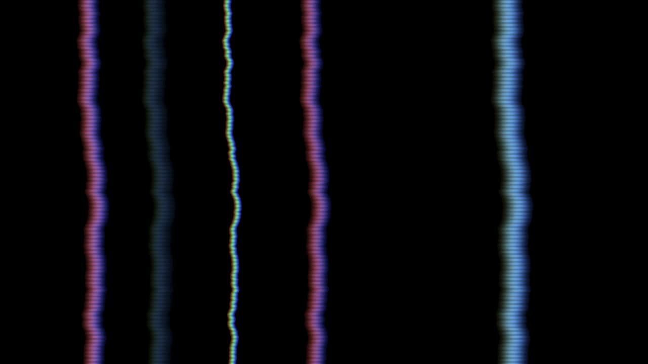 barras de color neón rotas parpadeando en la pantalla de la computadora dañada