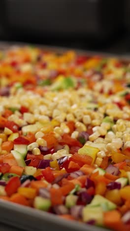 mixed vegetable medley on baking sheet