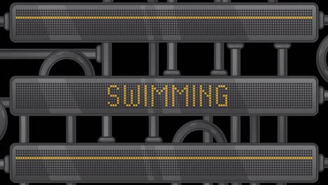 swimming text on a digital led panel.