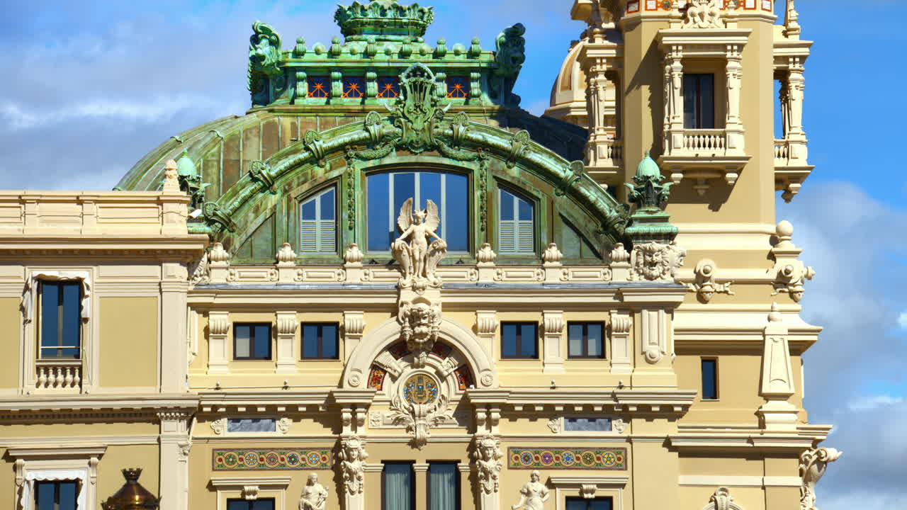 The facade of the Opera de Monte-Carlo in daylight