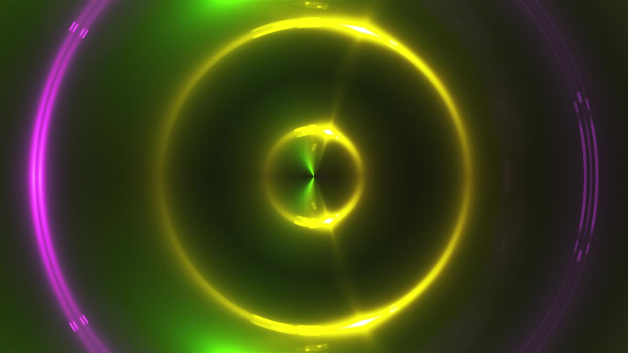 다채로운 프랙탈 조명의 3d 렌더링, 반이는 효과, 박이는 원의 컴퓨터 생성 배경