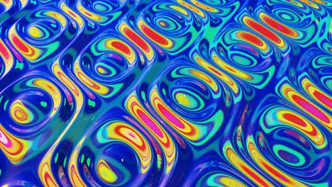 patrón líquido como ondas en movimiento en bucle. 3d elegante abstracto iridescente bg de superficie ondulada como vidrio líquido brillante con arco iris hermosos colores de gradiente. 4k animado fluido colorido de moda.