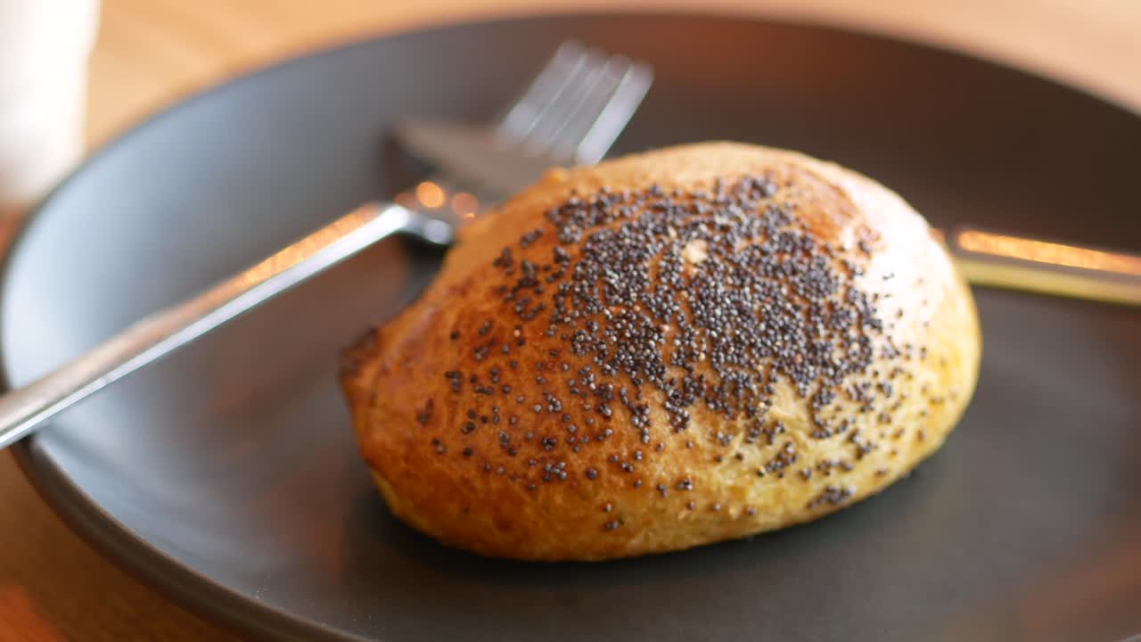 Poppy Seed Bun on a Plate