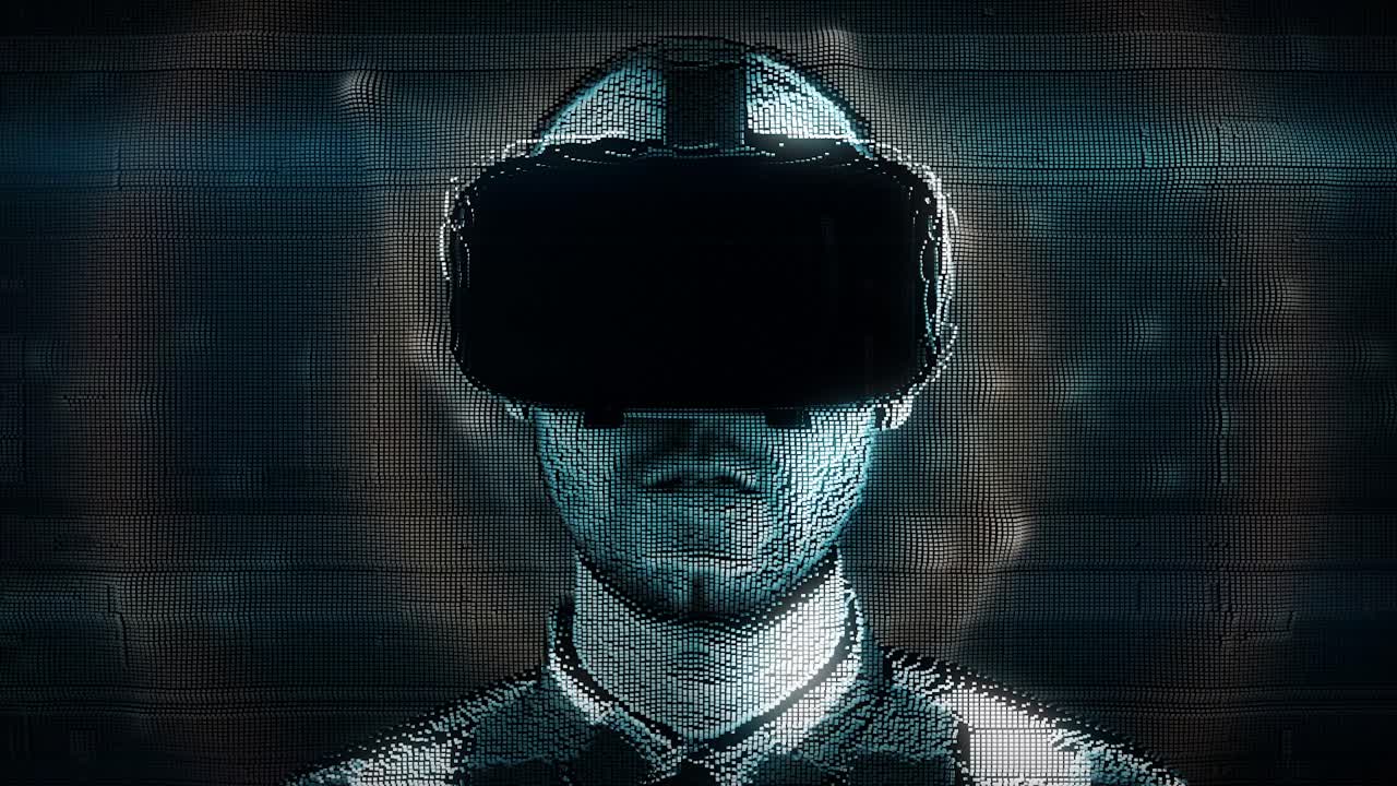 Person Wearing VR Headset - Pixelated Image