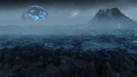 alien planet landscape at night