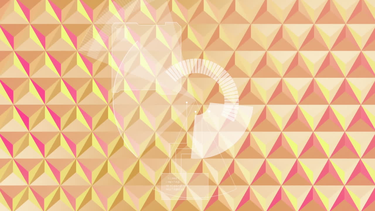 오렌지색 2d 패턴 배경에  ⁇ 색 스캐너의 회전 및 데이터 처리 애니메이션