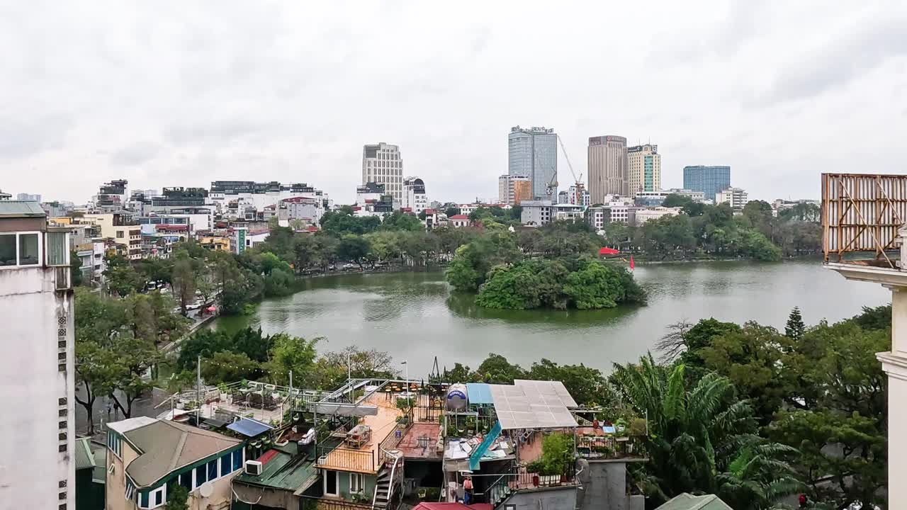 호수 와 도시 풍경 의 파노라마