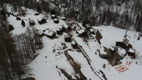 Aerial-views-of-the-swiss-city-of-Zermatt-in-winter