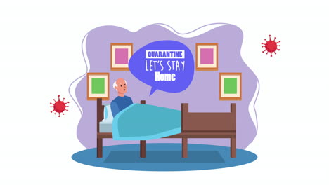 old man in bed stay at home for covid19 prevention method
