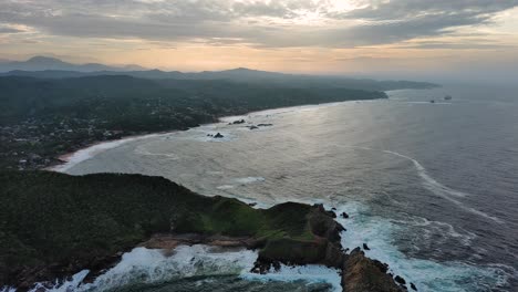 aerial drone top notch fly above pacific ocean mazunte mexico oaxaca magic town