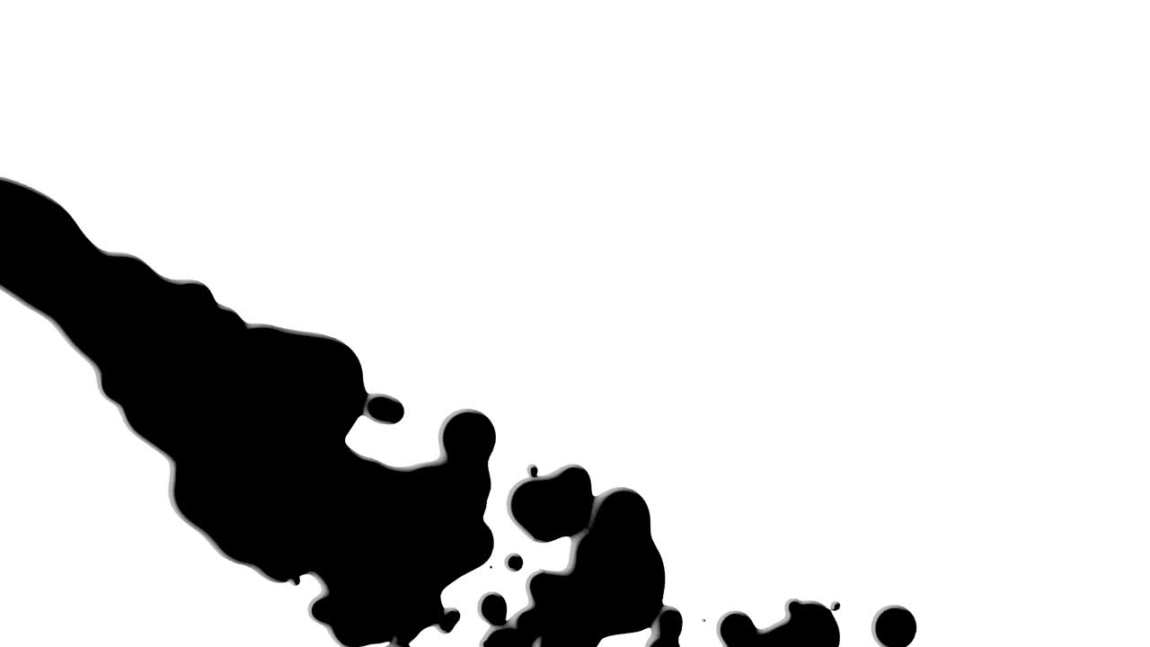 Liquido nero e macchie di schizzi su gradiente bianco