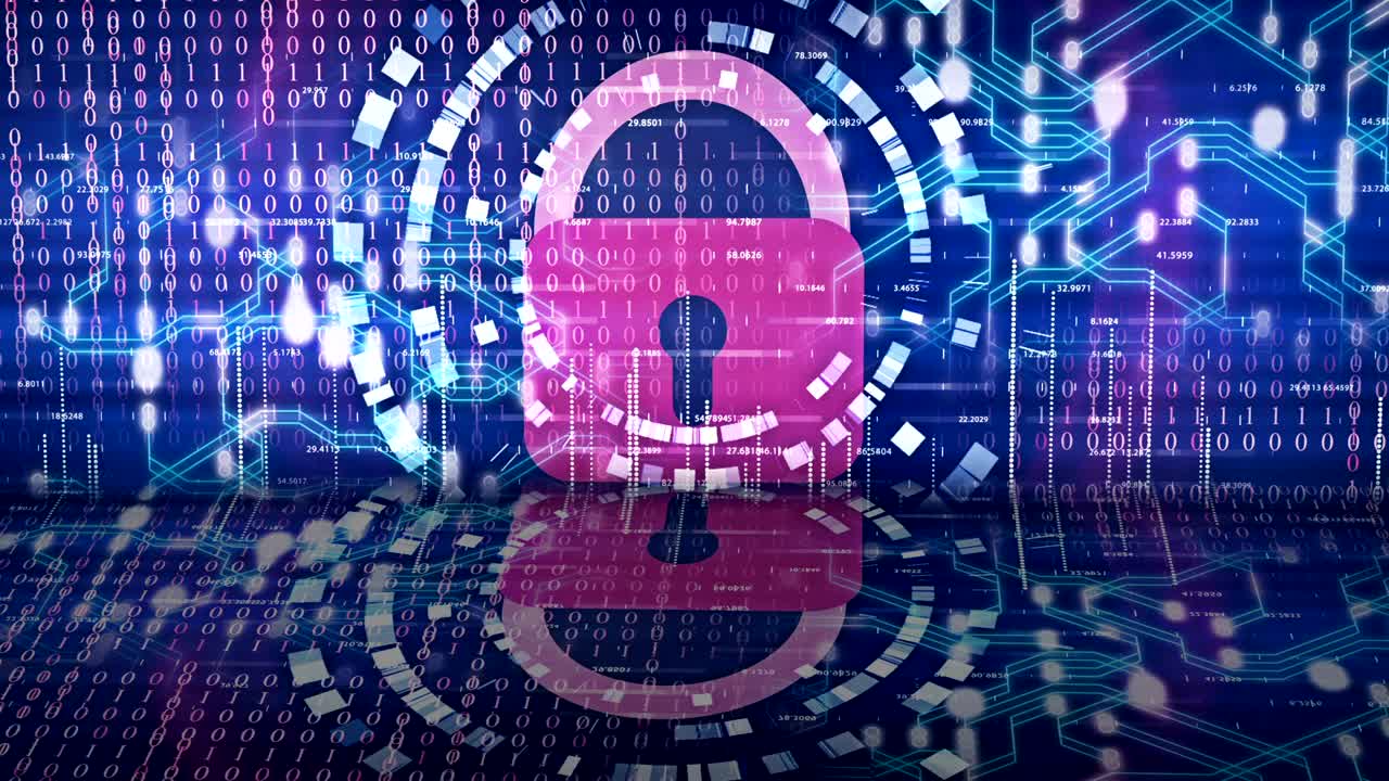 Animation depicting the concept of cyber security.