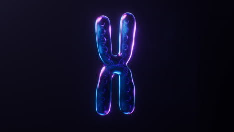 loop animation of chromosome with dark neon light effect, 3d rendering.