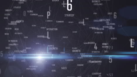 animación de letras blancas sobre textos comerciales