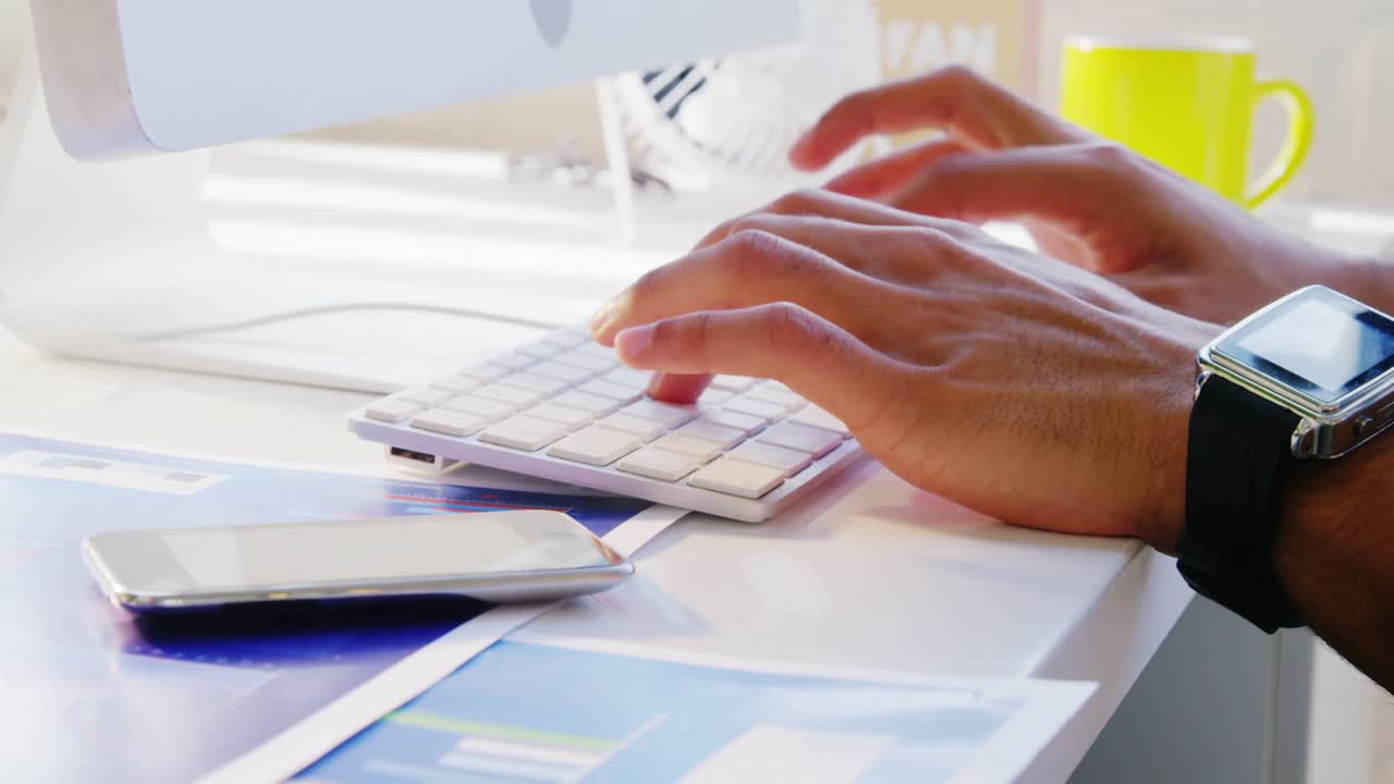 Business executive working on computer