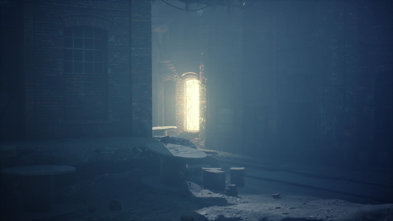 aterradora fábrica abandonada por la noche