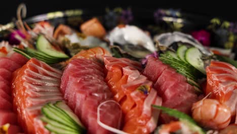 a colorful array of sushi delicately arranged