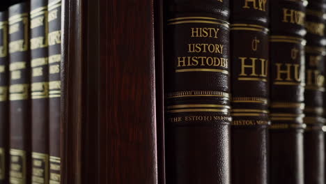 close-up of books on a shelf