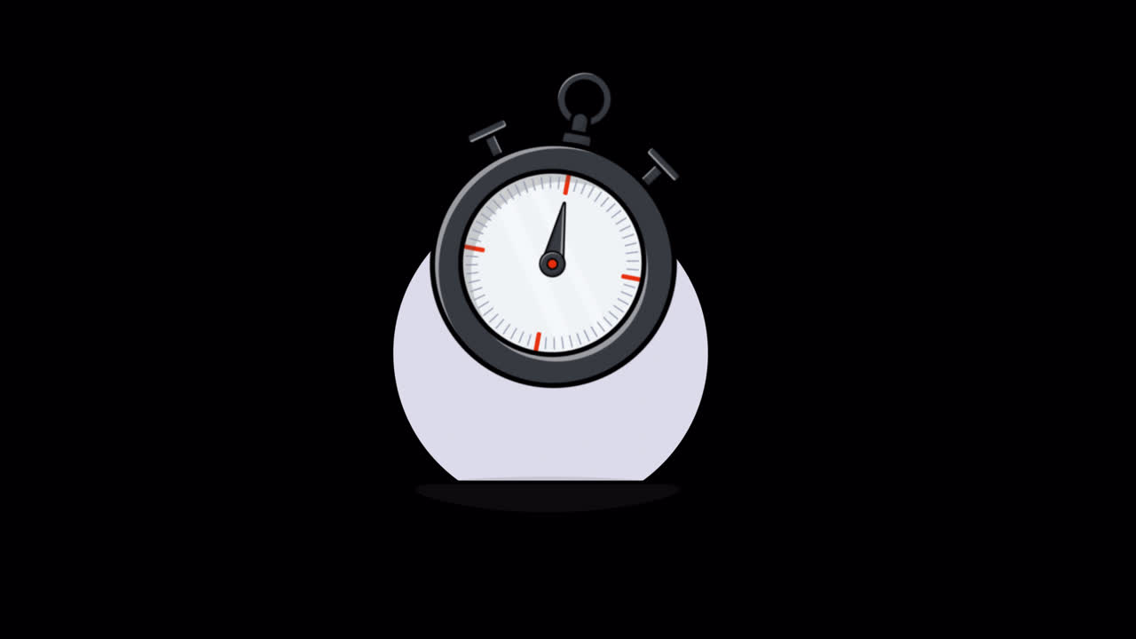 Animated Stopwatch Counting Time on Black Background