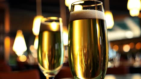 champagne glasses in restaurant setting