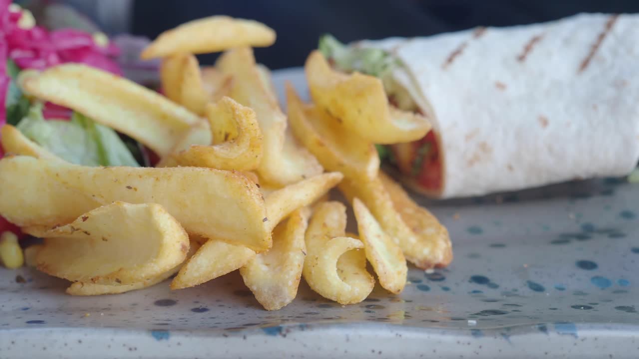 Fries with Salad and Wrap