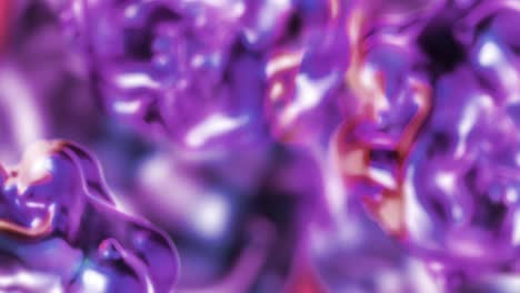 Geschmolzene-Metallische-Violette,-Sich-Bewegende-Organische-Formen,-Die-Aus-Einem-Rosa-Hintergrund-Hervortreten