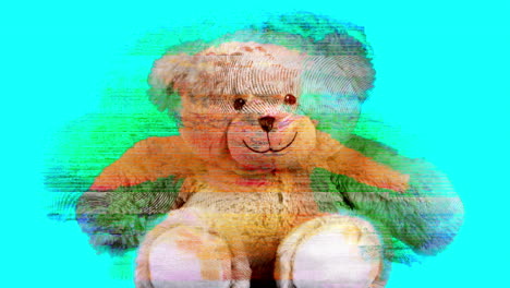 beige teddy bear on turquoise background