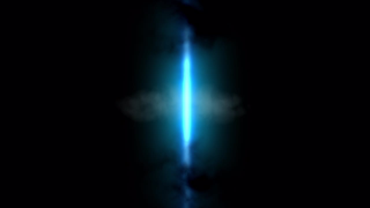 líneas de neón azules abstractas en humo sobre el fondo negro, video en bucle.