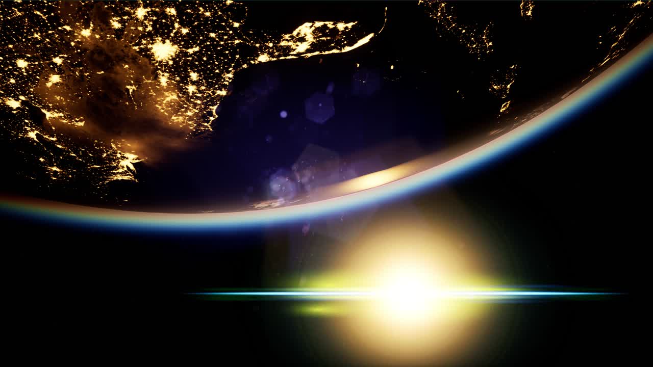 Space, Sun and planet Earth at Night