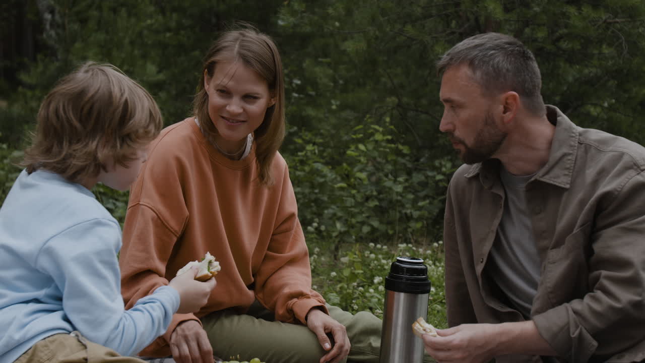 Family picnic in the forest