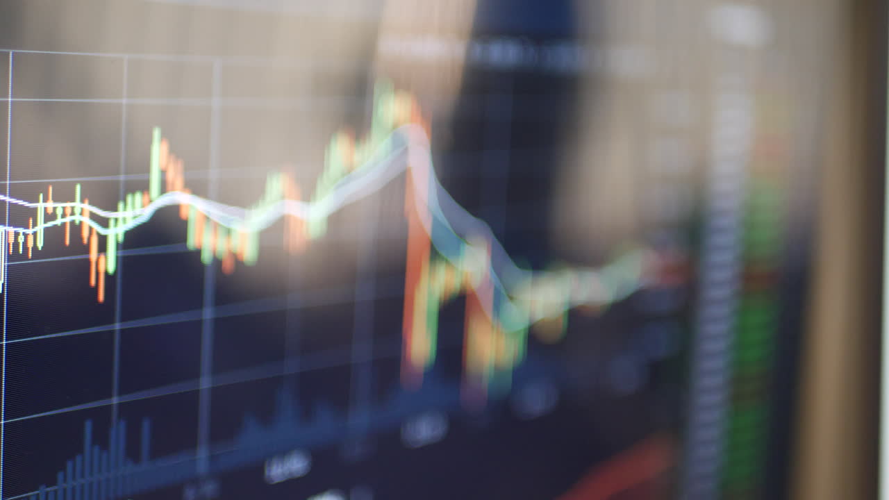 A stock market candlestick chart for technical analysis in day trading on a crypto currency exchange
