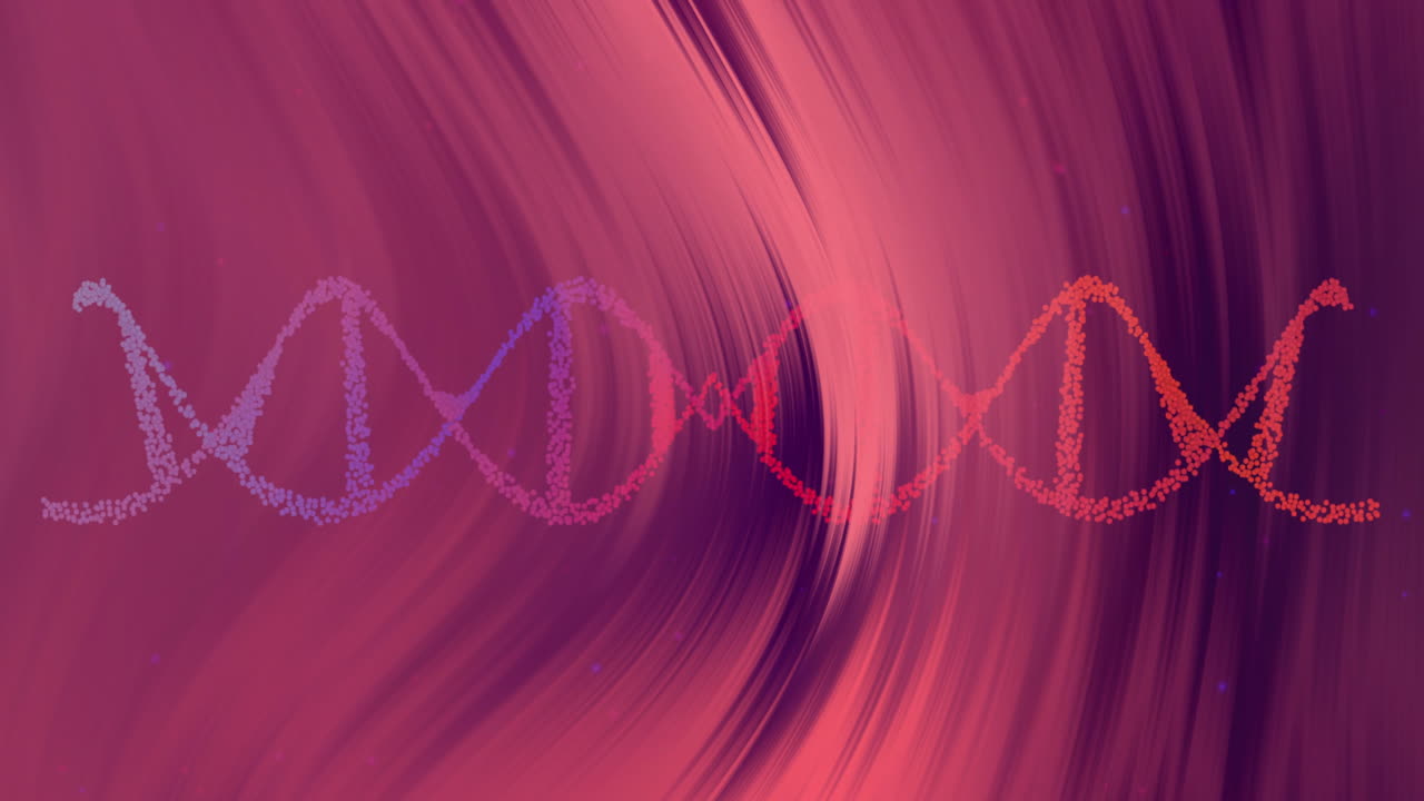 Animation of dna strand over red lines on black background