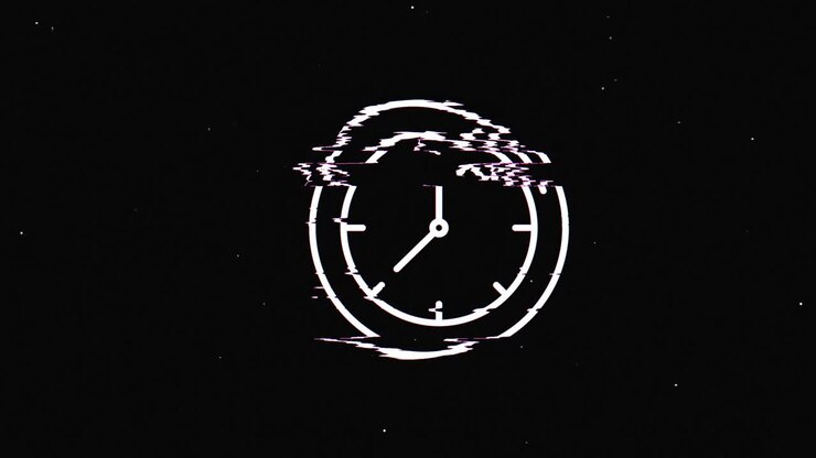 Line time and clock hud holographic symbol on digital old tv screen seamless loop glitch animation. Hearts. Dynamic retro and joyful. Colorful and vintage video footage.
