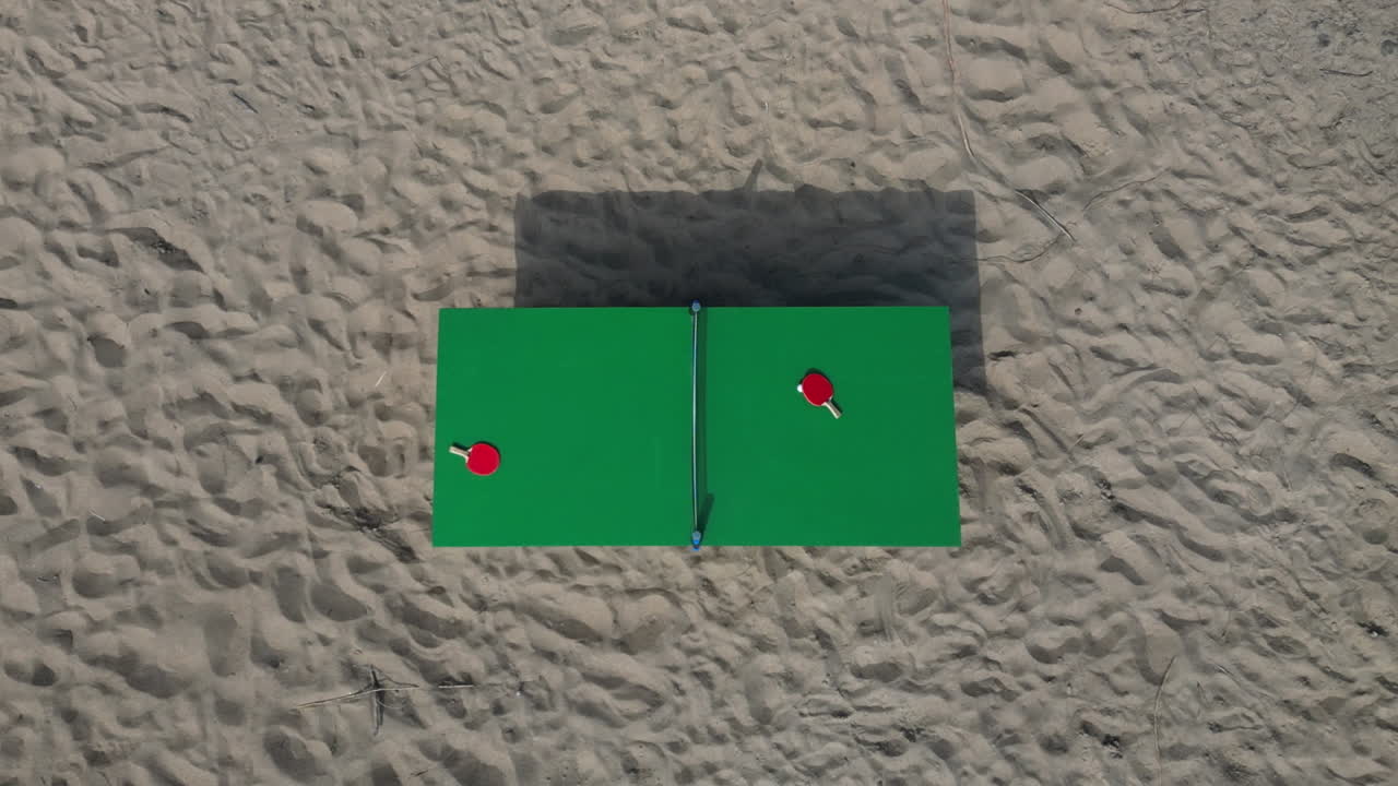 Table Tennis leisure sport, Birds Eye View isolated on sand