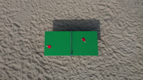 table tennis leisure sport, birds eye view isolated on sand