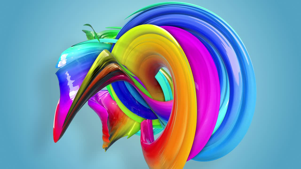 fantásticas y hermosas cintas de color arco iris retorcidas y dobladas, colorido fondo creativo con animación suave y suave de líneas y gradientes de color en 4k.