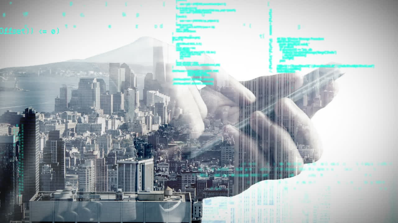 Hand typing on a cellphone