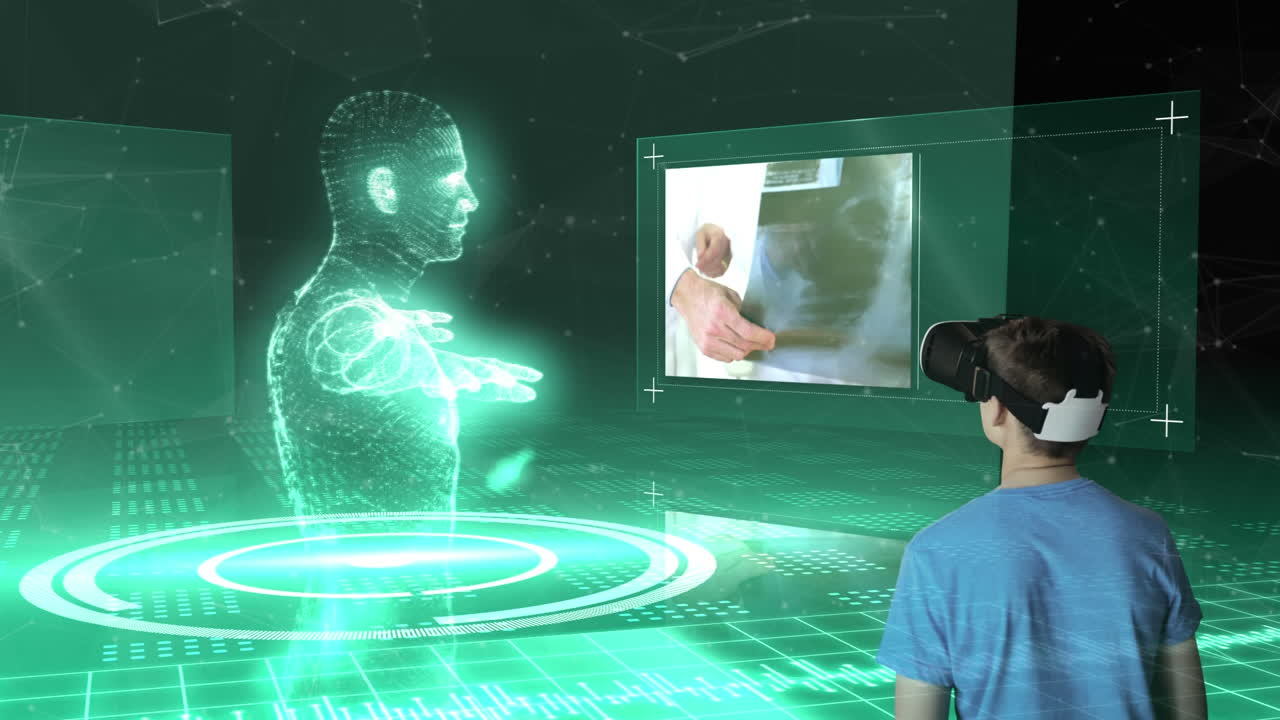 Man using VR and seeing projection
