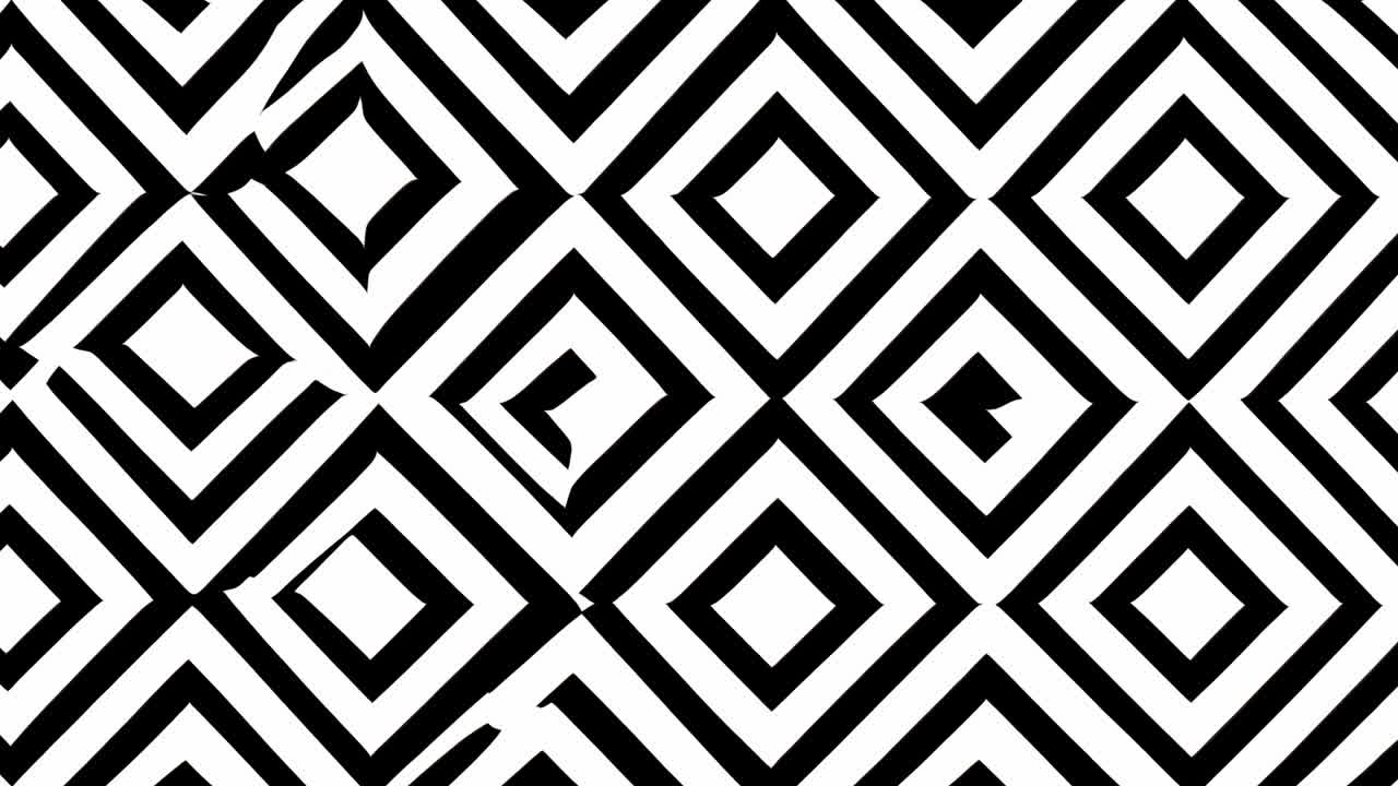 Black and white geometric diamond pattern animation