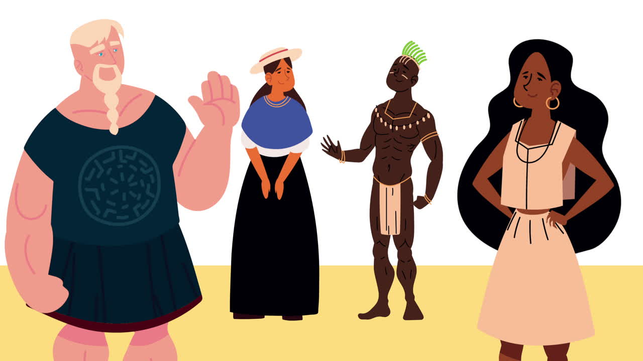 다양한 민족 그룹 캐릭터 애니메이션